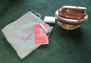 Ronson Queen Anne Desk Lighter With Tag,  Felt Bag & Instructions