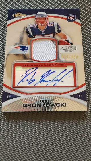 2010 Topps Finest Rob Gronkowski Auto Autograph Patch Jersey Rookie Rc Rpa Sp