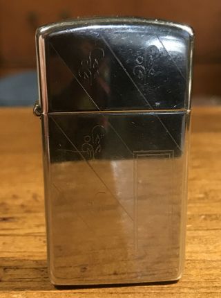 Small Size Vintage 1988 Zippo Cigarette Lighter Etched Design No Monogram