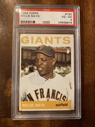 1964 64 Topps Willie Mays Vintage Baseball Card 150 Sf Giants Hof - Vg - Ex Psa 4
