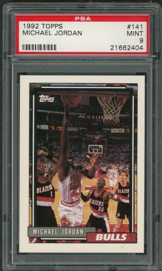 Michael Jordan Chicago Bulls 1992 Topps Basketball Card 141 Graded Psa 9