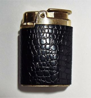Vintage Ronson Varaflame Starfire Lighter Gold Tone Leather