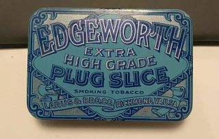 Vintage Edgeworth Extra Sliced Plug Tobacco Tin With Hinged Lid