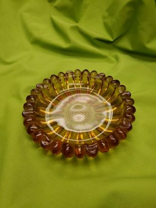 Vintage Amber Glass Ash Tray - 5 1/2 Inch