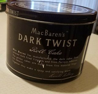 Vintage Mac Baren ' s Dark Twist Rare 8oz Size Advertising Tobacco Tin Empty 3