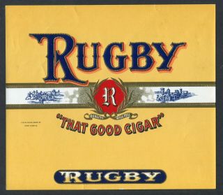 Old Rugby Cigar Label - Gold Trim,  Rugby Scene