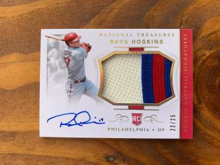 Rhys Hoskins 2018 Panini National Treasures Gold Rookie Auto Patch Rpa " D 22/25