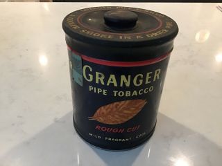 Vintage Granger Pipe Tobacco Rough Cut Pointer Dog 14 Oz Tin (empty) Stamp