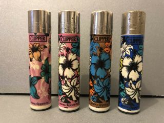 Rare Flowers Clipper Lighter Set - Set Of Four