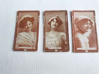 3 B.  A.  T.  Cigarette Card Actresses Plain Back 1910 Billie Burke Iris Hoey,  1