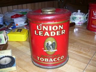 Vintage Union Leader Tobacco Canister Tin