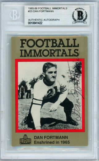 Dan Fortmann Autographed 1985 Football Immortals Card 23 Bears Beckett 10841422