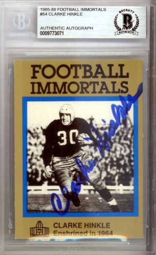 Clarke Hinkle Autographed 1985 Football Immortals Card Packers Beckett 9773071