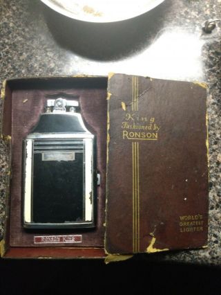 Vintage Art Deco Ronson Mastercase Lighter/cigarette Case,  Box And Dust Cover