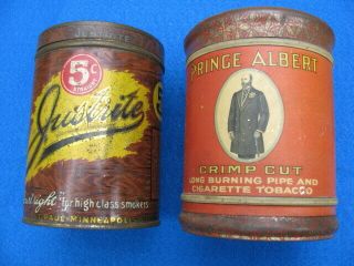 Vintage Just Right 5 Cents Straights,  Prince Albert Tobacco Tins/cans