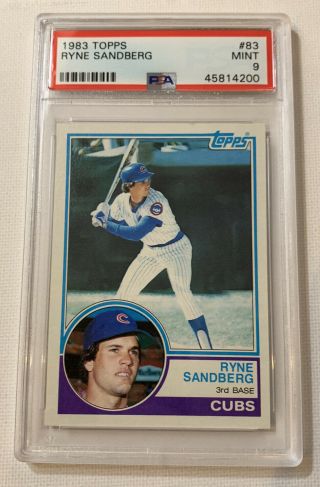 1983 Topps 83 Ryne Sandberg Rookie Card Rc Chicago Cubs Hof Psa 9