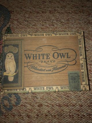 Vintage White Owl Invincible 9 Cent Cigar Box,  Invincible Wood W/ Paper Labels