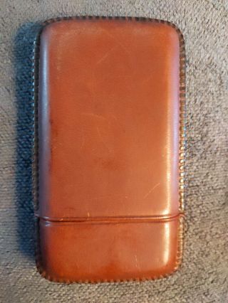 Vintage Brown Grain Leather 4 Fingers Cigar Case Holder