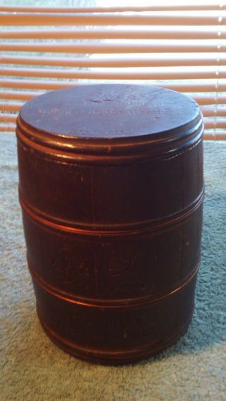 Vintage " Briggs " Wooden Barrel Smoking Tobacco Humidor Holder