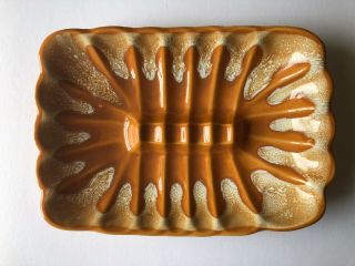 Vintage Retro Ceramic Ashtray.  Amber Orange Brown 201 Usa
