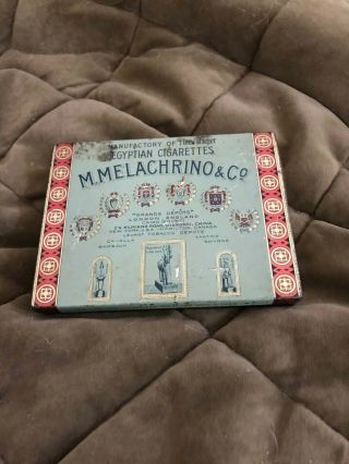 Empty Antique Egyptian Cigarettes Tobacco Tin M.  Melachrino & Co