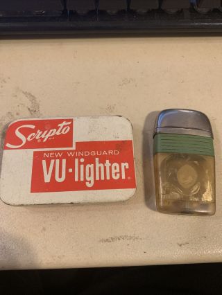 Vintage Scripto Vu - Lighter Tin Box - With Lighter.  Flint Installed