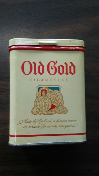 Vintage Old Gold King Size Cigarette Box Tobacco Tin - Flip Top
