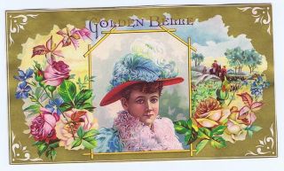 Golden Belle O L Schwencke Inner Cigar Box Label 1890 