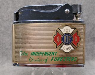 Vintage The Independent Order Of Foresters " Iof " Flat Advertising Lighter