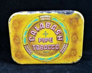 Vintage Calabash Pipe Tobacco Flat Pocket Tin Litho Tobacco Tin