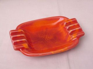 Vintage California Pottery Ashtray 65 - S Retro Bright Orange Mcm
