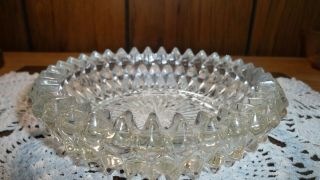 Vintage Large Lead Crystal Cut Clear Glass Ashtray Heavy 5 1/4 " -