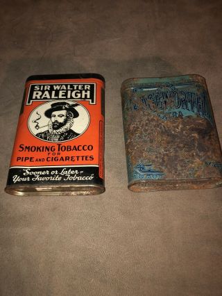 Vintage Tobacco Tin Box Sir Walter Raleigh And Edgeworth Pocket