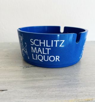 Vintage Schlitz Beer Melamine Blue Triple Holder Cigarette Ashtray USA 3