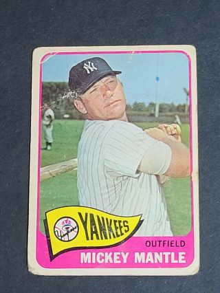 Mickey Mantle York Yankees 1965 Topps 350 G/vg Centered Color Crease