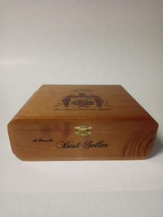 Arturo fuente cigar box - empty / glossy wood - black felt lining in bottom 2