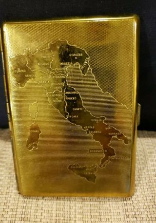 Savinelli Vintage Italian Gold Finish Cigarette Case 5”l X 3.  5”w From Genova