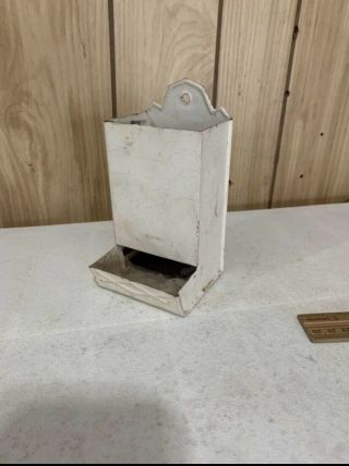 Antique Vintage Tin Metal Match Box Wall Mount Match Holder