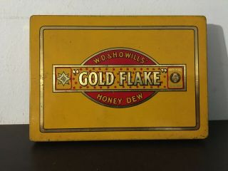 Vintage Empty Gold Flake Cigarette Tin - Tobacco Tin - Antique - Advertising
