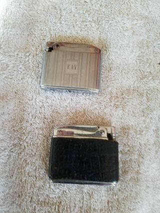 2 Vintage Ronson Adonis Cigarette Pocket Lighters One Monogrammed