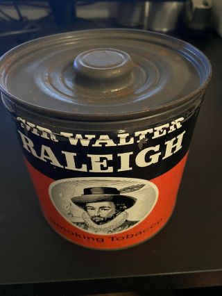 Sir Walter Raleigh Vintage Pipe & Cigarette Smoking Tobacco Tin Can