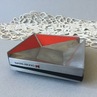 Marlboro Silver Red Metal Square Ashtray Made For Serbian Market