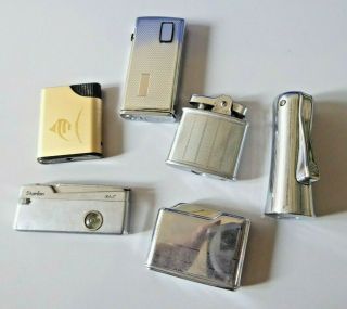 6 Collectable Vintage Pocket Cigarette Lighters - Inc 3 Ronson
