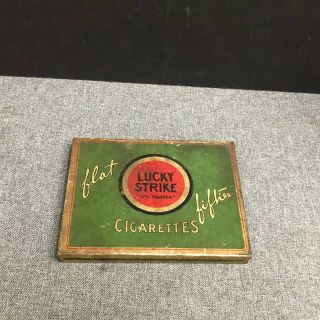 Vintage Lucky Strike Cigarettes Flat Fifties Tin Case