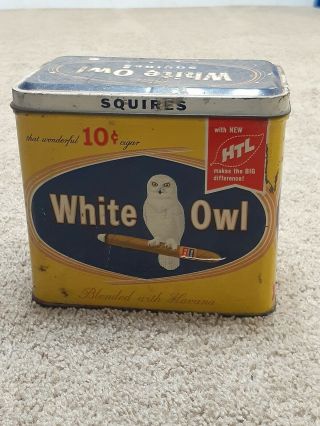 Vintage Squires White Owl 10 Cent Cigars Tin Empty