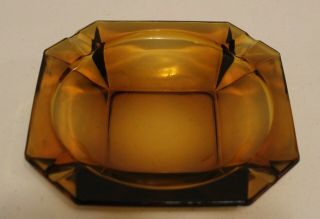 Large Vintage Viking Octagon Amber Gold Glass 8 " Square Ashtray Cigarette Cigar