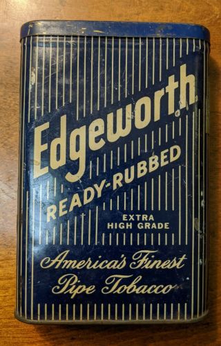 Antique Edgeworth Striped Tobacco Tin Litho Vertical Pocket Can Richmond