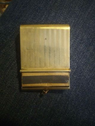 Vintage Art Deco Brass Pocket Matchbook Holder Case With Matchbook - 1