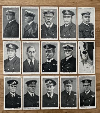 15 Rare Lambert & Butler Naval Portraits Cigarette Cards 1915 V/g