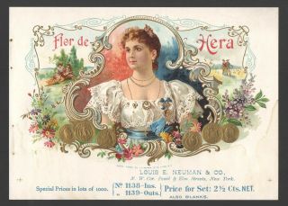Vintage Flor De Hera Inner Cigar Label Salesman Sample